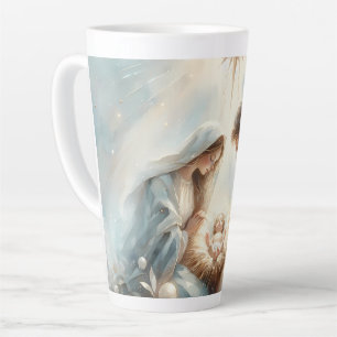 Tasse Latte Scène de la Nativité de la Sainte Famille radieuse