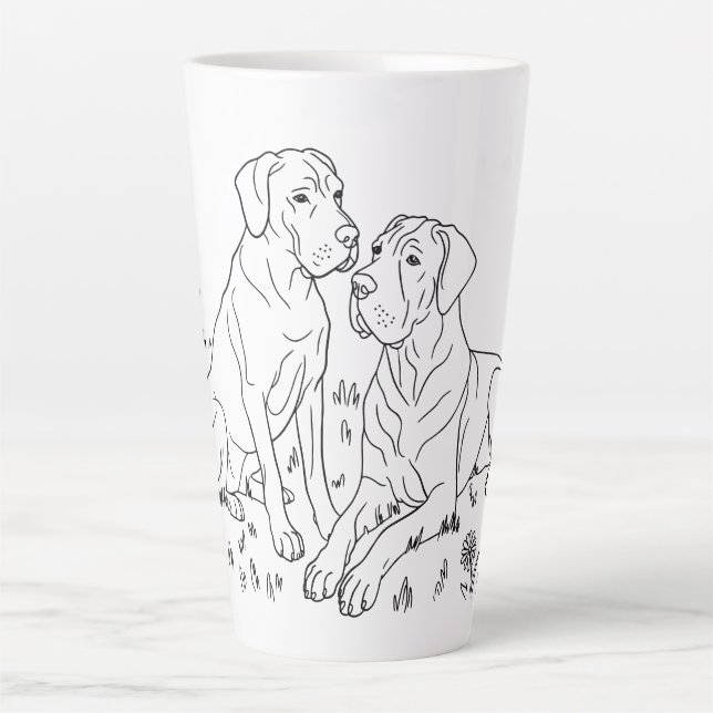 Tasse Latte Scène Grand Danois  (Devant)
