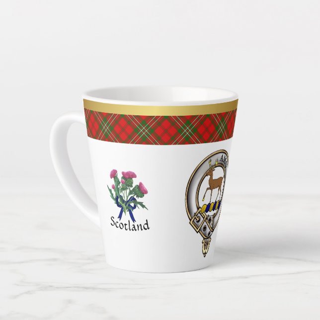 Tasse Latte Scott Clan Badge Tartan & Motto (Angle gauche)
