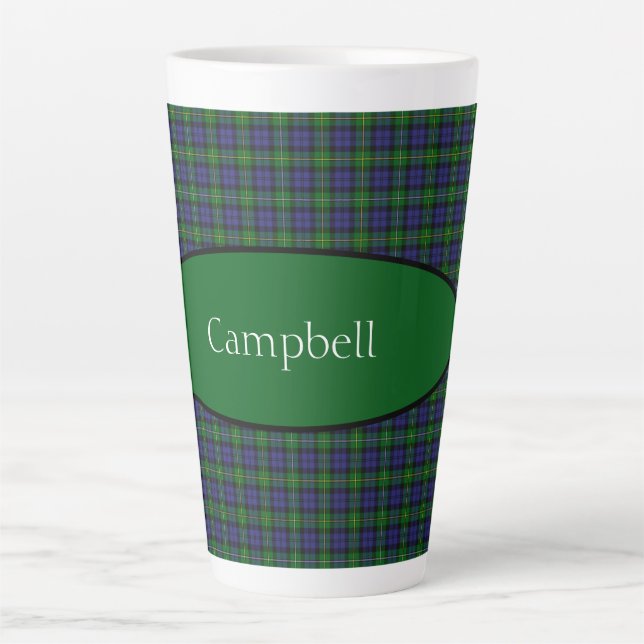 Tasse Latte Scottish Campbell Family Tartan Personnalisé (Devant)