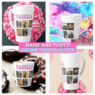 Tasse Latte Script de collage photo de mères Meilleure maman q