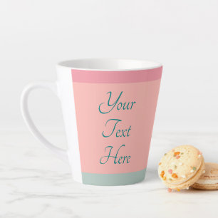 Tasse Latte Script de texte personnalisable Peach Turquoise Sm