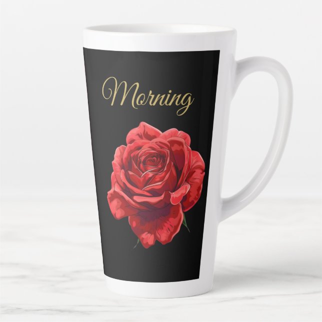 Tasse Latte Script doré personnalisé élégant Rose rouge modern (Droite)