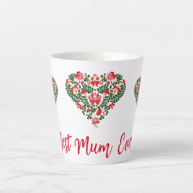 Tasse Latte Script personnalisé de la meilleure maman jamais (Devant)