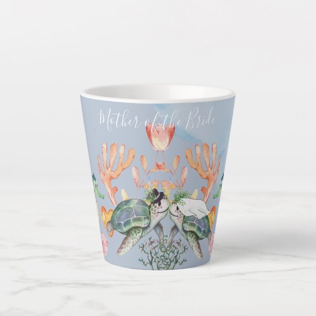 Tasse Latte Sea Turtle Wedding Featuring Bride and Groom (Devant)