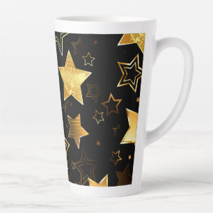 Tasse Latte Seamless pattern with Golden Stars