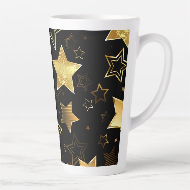 Tasse Latte Seamless pattern with Golden Stars (Droite)