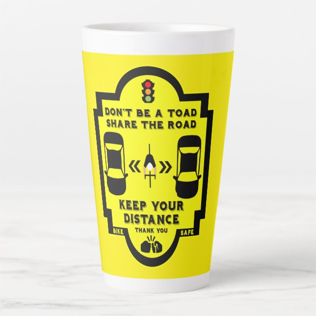 Tasse Latte Sécurité routière à bicyclette (Devant)
