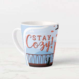 Tasse Latte Séjour Cosy Hygge Automne FolkArt Deco AJOUTER NOM