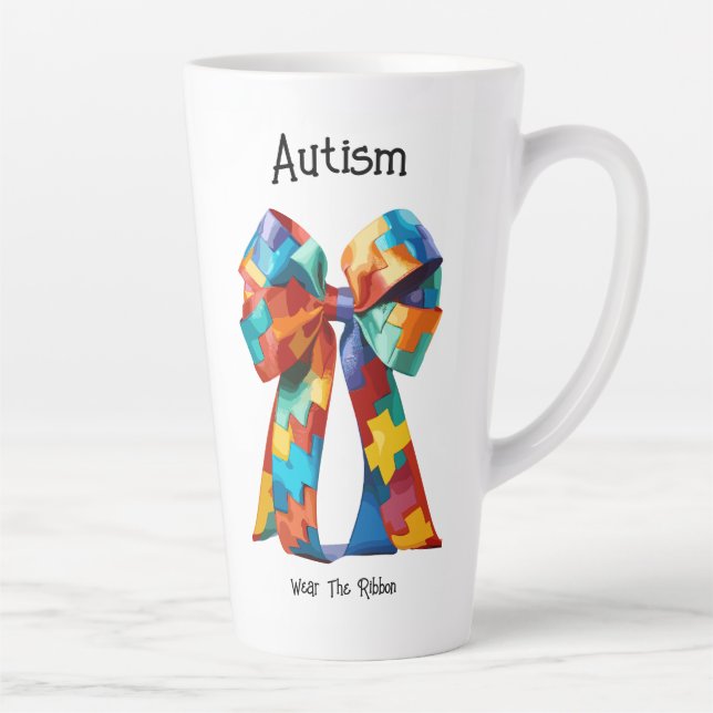 Tasse Latte Sensibilisation sur l'autisme ruban latte (Droite)
