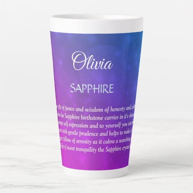 Tasse Latte Septembre Birthstone Sapphire conception  (Devant)