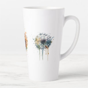 Tasse Latte Série de pissenlits à l'aquarelle artistique color