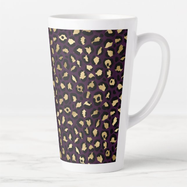 Tasse Latte Série Purple and Gold Leopard Design 2 (Droite)