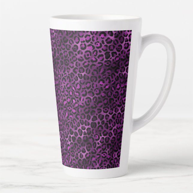 Tasse Latte Série Purple and Gold Leopard Design 3 (Droite)