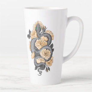 Tasse Latte Serpent et roses jaunes