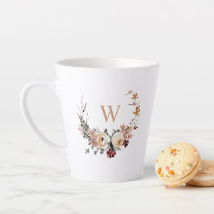 Tasse Latte Serre florale rustique avec votre monogramme