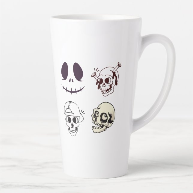 Tasse Latte Set of Four Unique Skull Illustrations (Droite)
