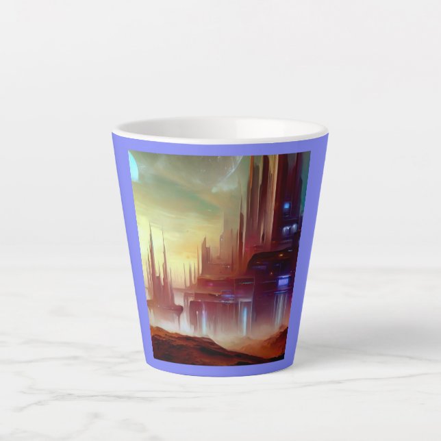 Tasse Latte SF City sur une planète étrange 1 (Devant)