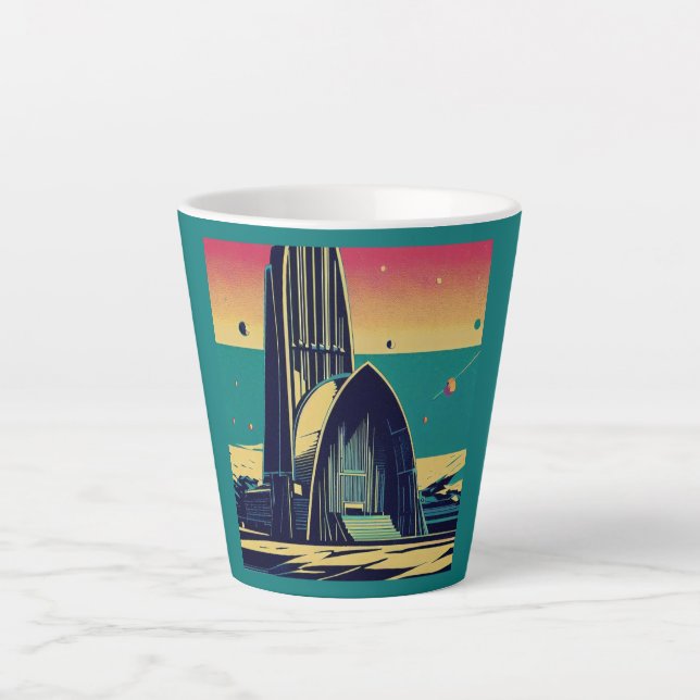 Tasse Latte SF Église futuriste 3 (Devant)