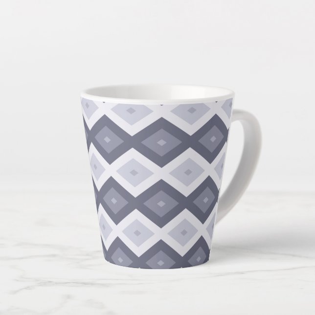 Tasse Latte Shades of blue grey diamond pattern (Angle droit)
