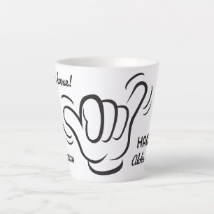 Tasse Latte Shaka du nom et de l'emplacement personnalisés