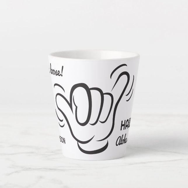 Tasse Latte Shaka du nom et de l'emplacement personnalisés (Devant)