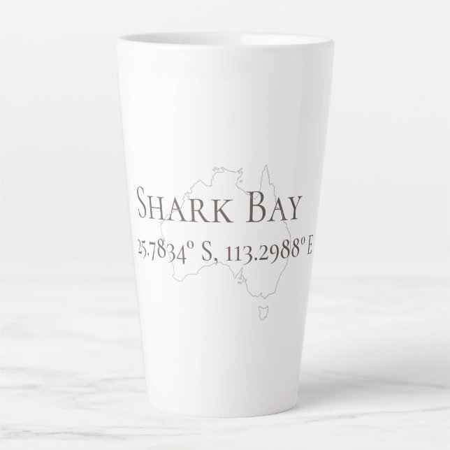 Tasse Latte Shark Bay Australie Latitude & Longitude (Devant)
