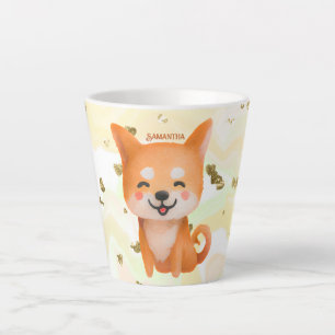Tasse Latte Shiba Inu souriant mignon