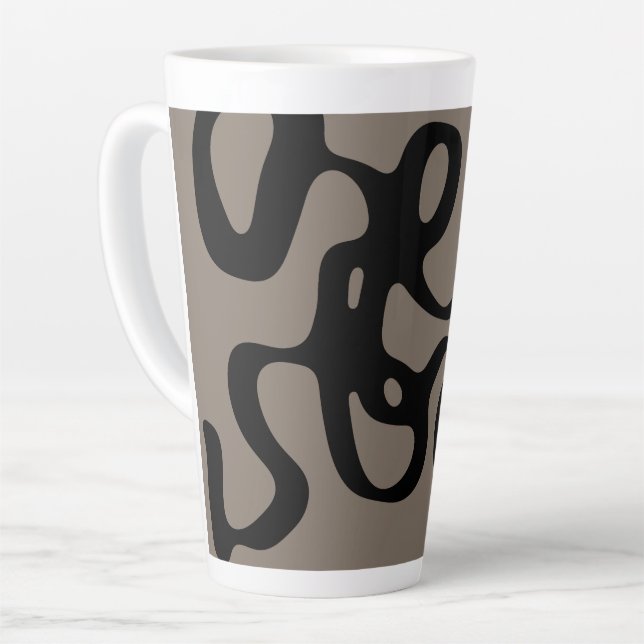 Tasse Latte Signaux éloignés : Noir Abstrait et gris (Angle gauche)