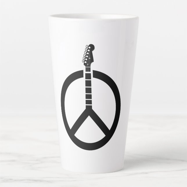 Tasse Latte Signe de paix à la guitare (Devant)