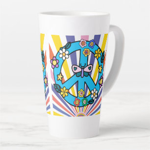 Tasse Latte Signe de paix rétro