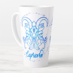 Tasse Latte Signe du zodiaque Capricorne paillettes bleu clair
