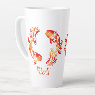 Tasse Latte Signe zodiacal Poissons poisson rouge orange paill