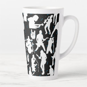 Tasse Latte Silhouette de bande de rock Motif.w Black BG