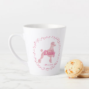 Tasse Latte Silhouette de Poodle Rose Pastel Personnalisable M