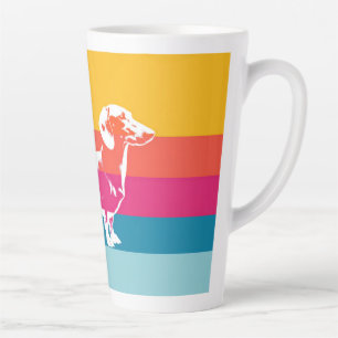 Tasse Latte Silhouette rétro de teckel – Art pop coloré de chi