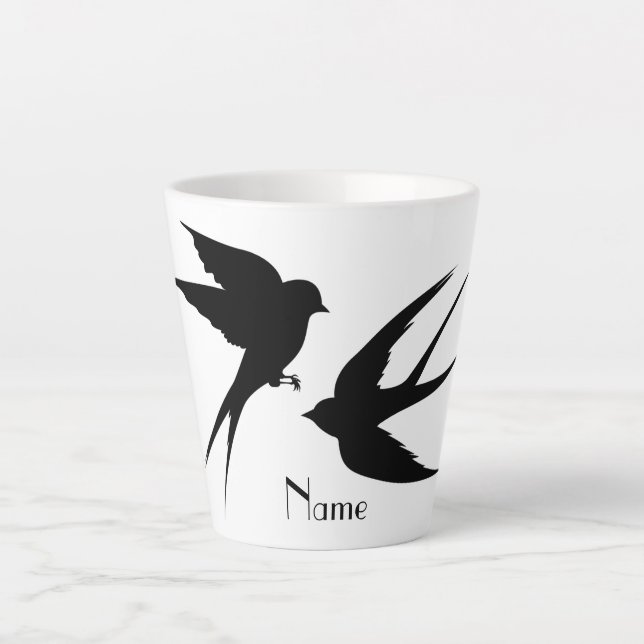 Tasse Latte Silhouettes d'oiseaux hirondelles Thunder_Cove  (Devant)