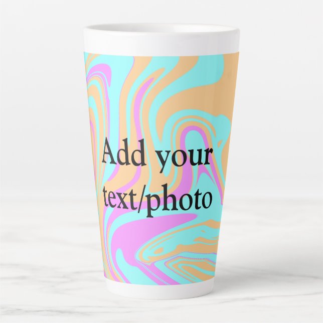 Tasse Latte Simple acrylic pour marble add your text name cust (Devant)