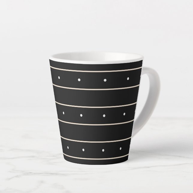 Tasse Latte Simple Black Background With Grey Stripes And Tiny (Angle droit)