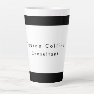 Tasse Latte Simple Bordure Noire Blanc Minimaliste Moderne