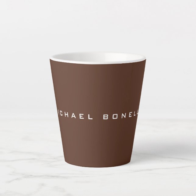 Tasse Latte Simple Brown minimaliste moderne  Votre nom (Devant)