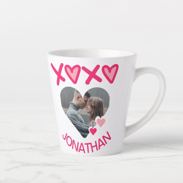 Tasse Latte Simple Élégant Cute Love Valentines Sweet Couple (Droite)