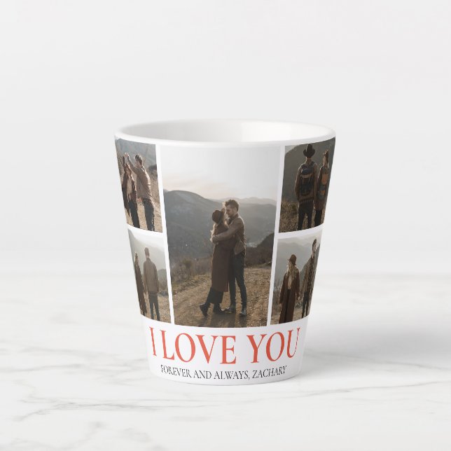 Tasse Latte Simple Elegant Love valentine's day couple 5 photo (Devant)