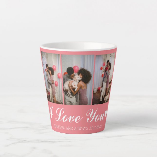 Tasse Latte Simple Elegant Love valentines jour couple photo (Devant)