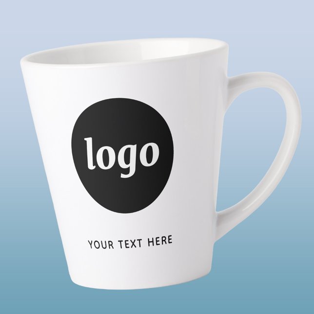 Tasse Latte Simple Logo and Text Business Promotional (Simple logo with custom text business branding promotional latte coffee mug)