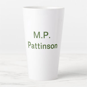 Tasse Latte Simple minimal vert ajoutez votre texte nom photo