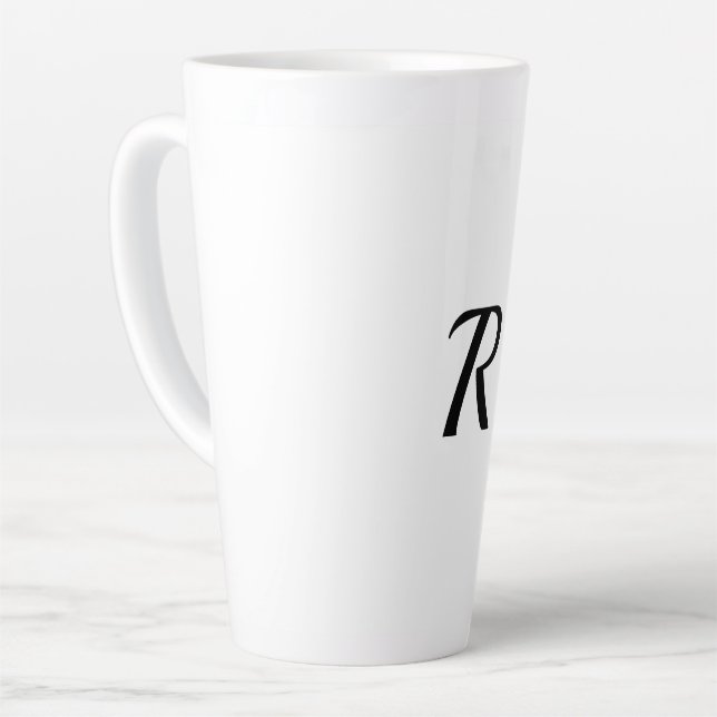Tasse Latte simple minimum ajouter votre texte monogramme phot (Angle gauche)