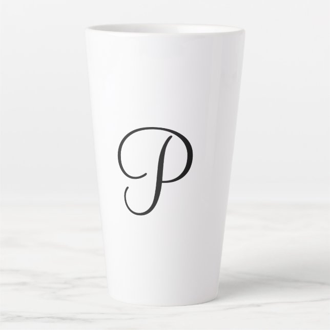 Tasse Latte simple minimum ajouter votre texte monogramme phot (Devant)