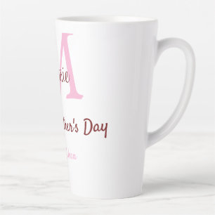 Tasse Latte simple minimum de jour mère monogramme nom rose te