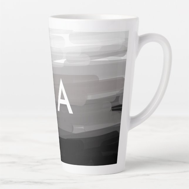Tasse Latte Simple monogramme ajouter votre nom lettre man min (Droite)